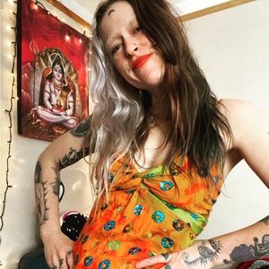 hippy gypsy neon cotton mini dress ready for the sun🦋